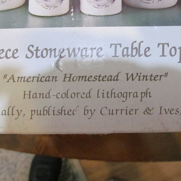 Currier & Ives 5 pc Stoneware Table Top Set American Homestead Winter MCNY - Picture 13 of 16